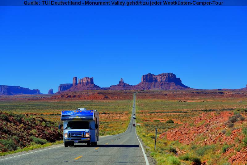 Urlaub mit dem Wohnmobil im Sommer - Das Monument Valley gehört zu jeder Westküsten-Camper-Tour